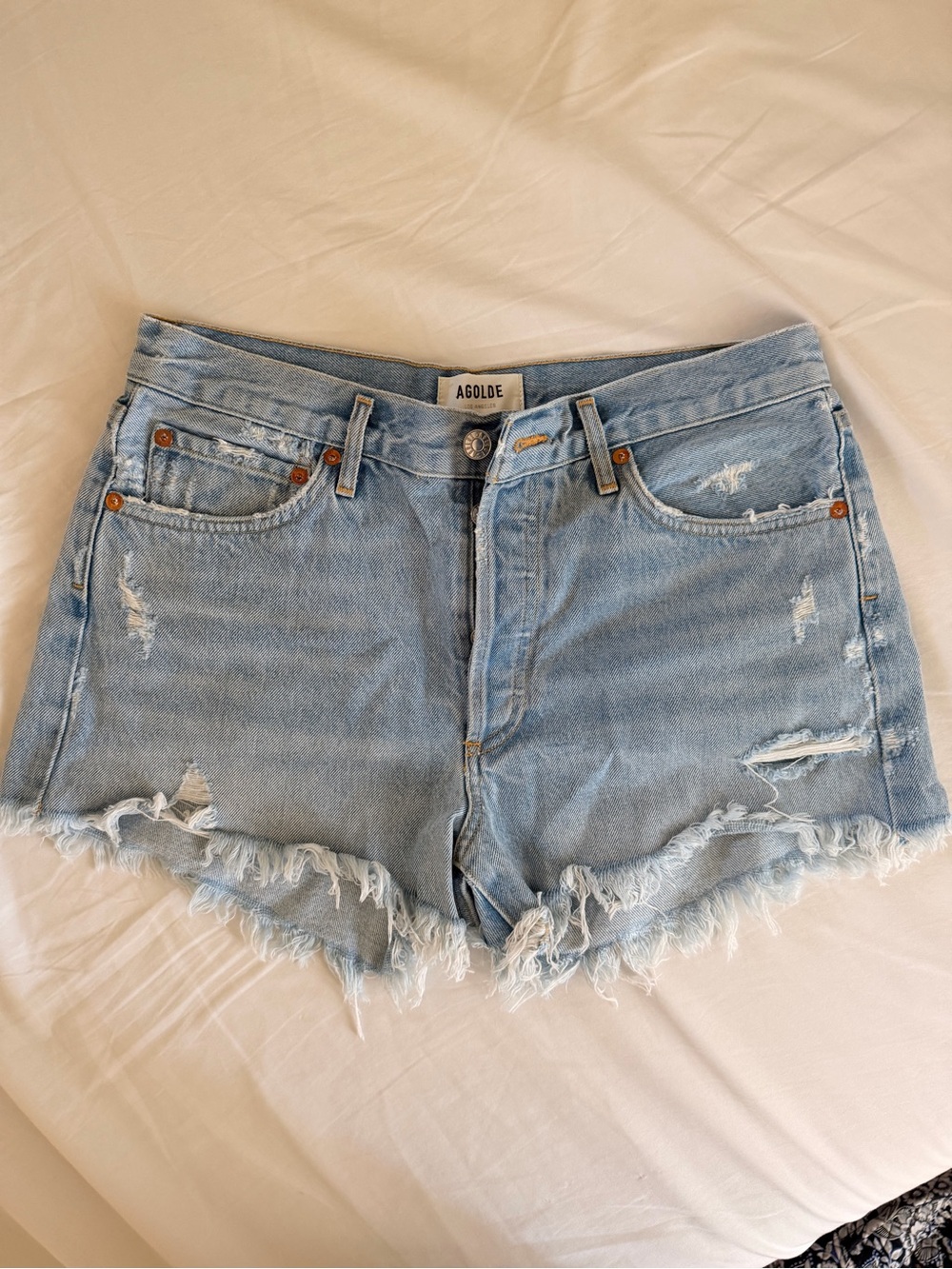 AGOLDE Parker Wash Distressed Denim Shorts